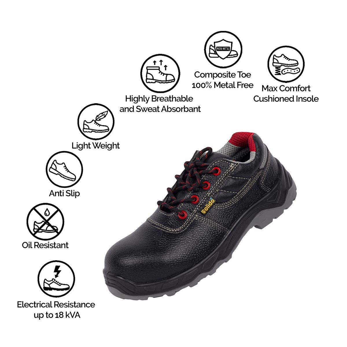 L&T SuFin Brand - Solido Premium Low Ankle SY09 Split Barton Print Composite Toe Safety Shoes Black_2