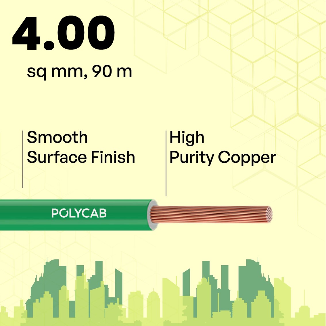 Polycab 4 sqmm MAXIMA+ HR FR LSH LF Electric Wire Green 90 m_2