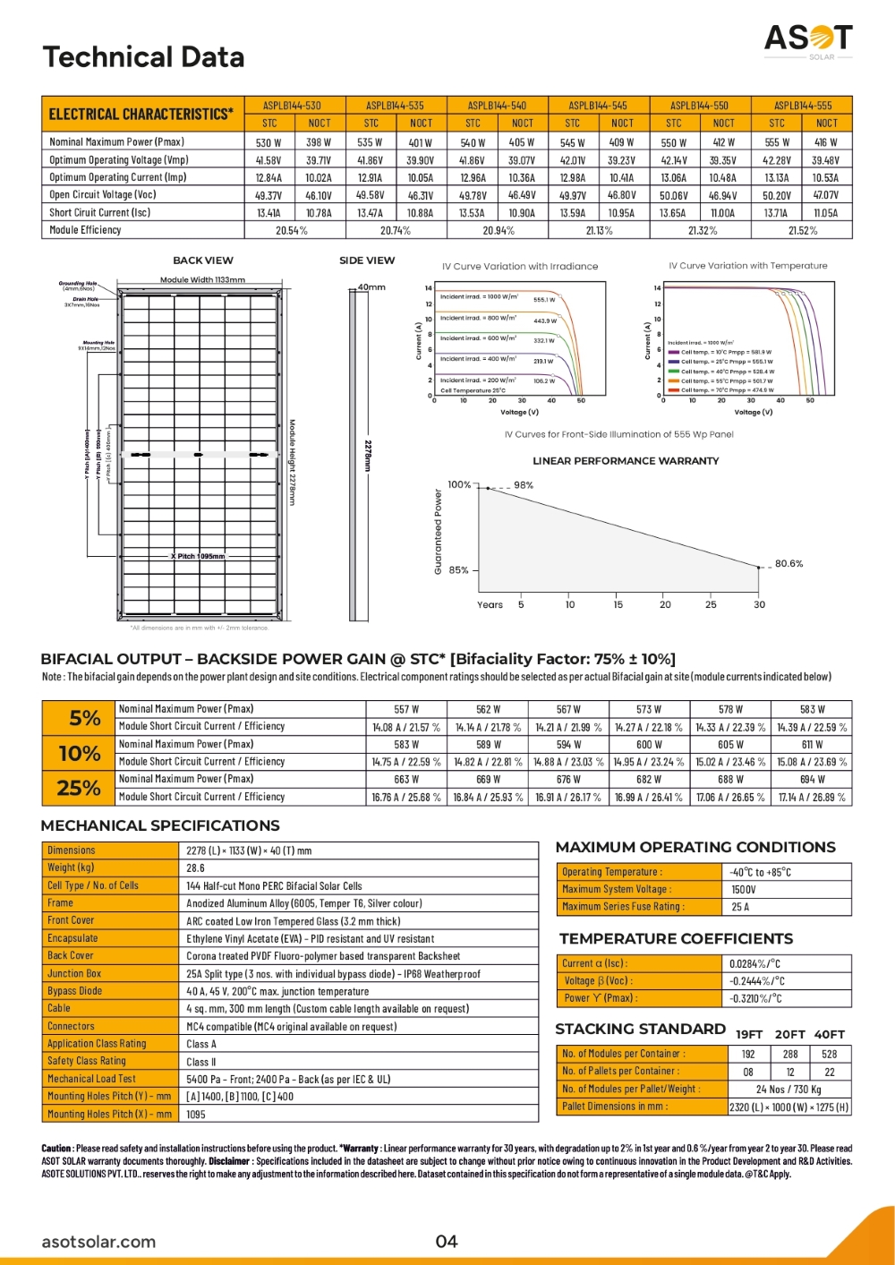 ASOT AS550DCR 550 W Half-cut Mono PERC Bifical Solar Panel_2