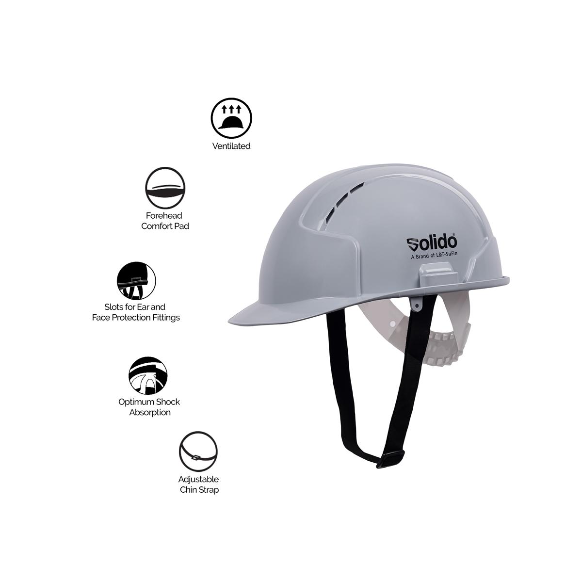L&T SuFin Brand - Solido HDPE Grey Air Ventilated Safety Helmets Elite HA04N_2