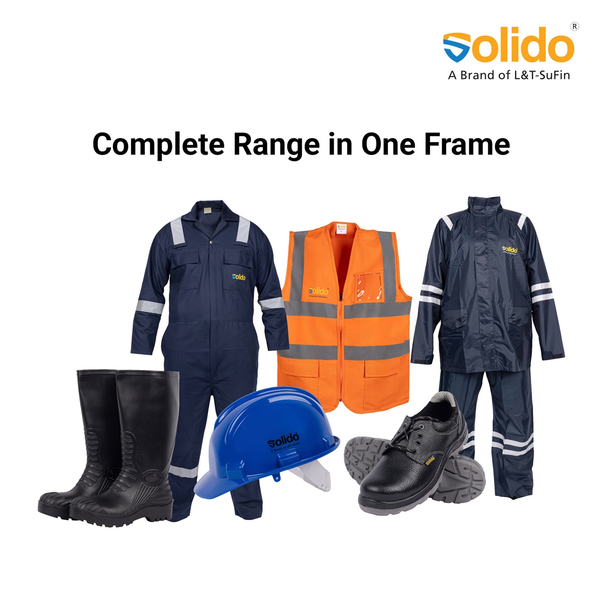 L&T SuFin Brand - Solido Advance High Ankle SH02 Reflective Material Quarter Steel Toe Safety Shoes Black_4