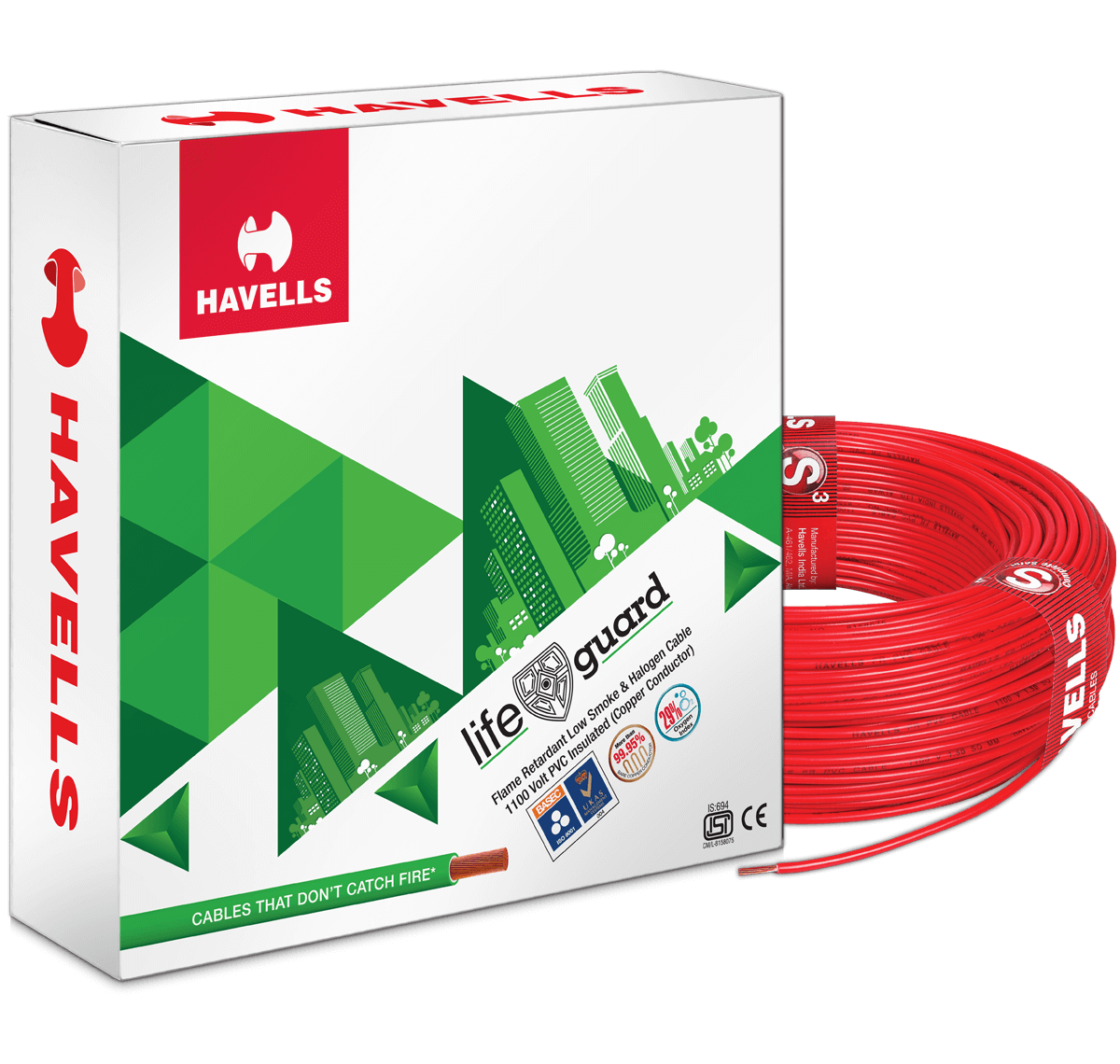 HAVELLS 4 sqmm Life Guard FRLSH Electric Wire Red 90 m_0