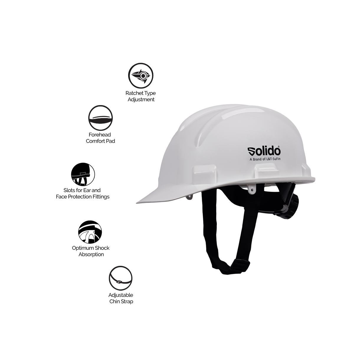 L&T SuFin Brand - Solido HDPE White Modular Safety Helmets Pro - HA03R_2