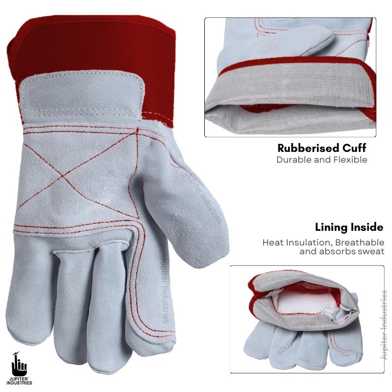 Jupiter Industries Heavy Duty Work Cow Leather Safety Gloves 10 inch_1