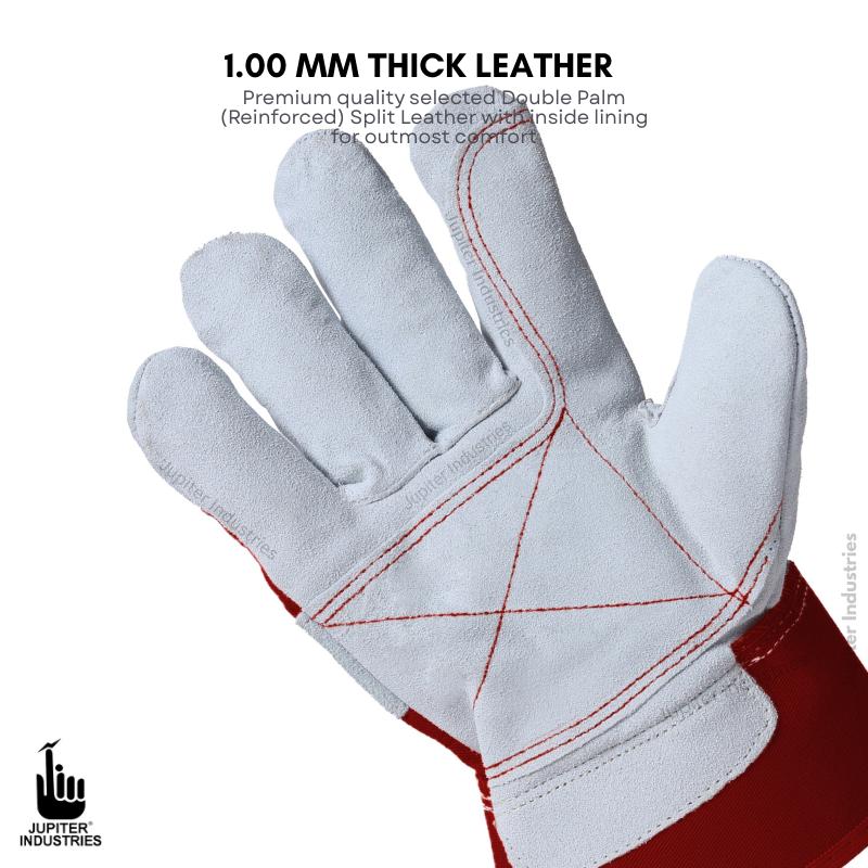 Jupiter Industries Heavy Duty Work Cow Leather Safety Gloves 10 inch_3
