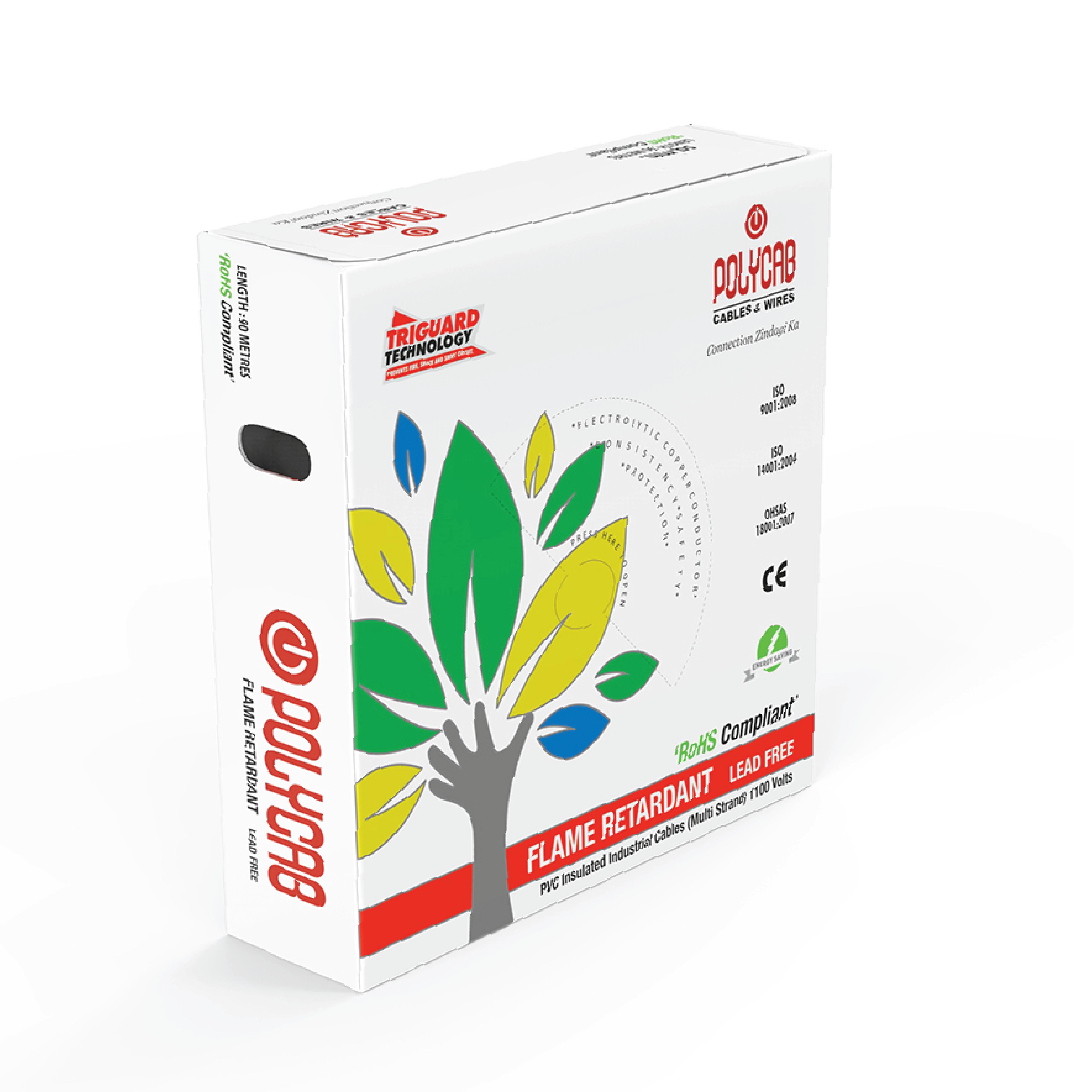 Polycab 2.5 sqmm FRLF Electric Wire Green 90 m_1