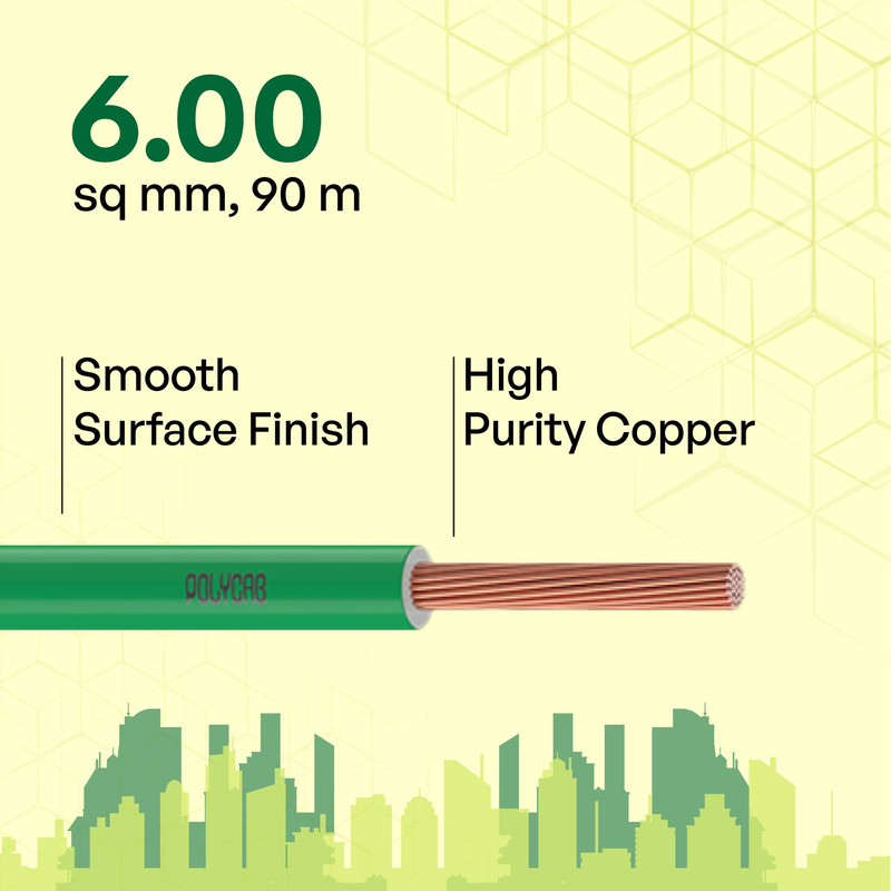Polycab 6 sqmm Optima+ FRLF Electric Wire Green 90 m_1