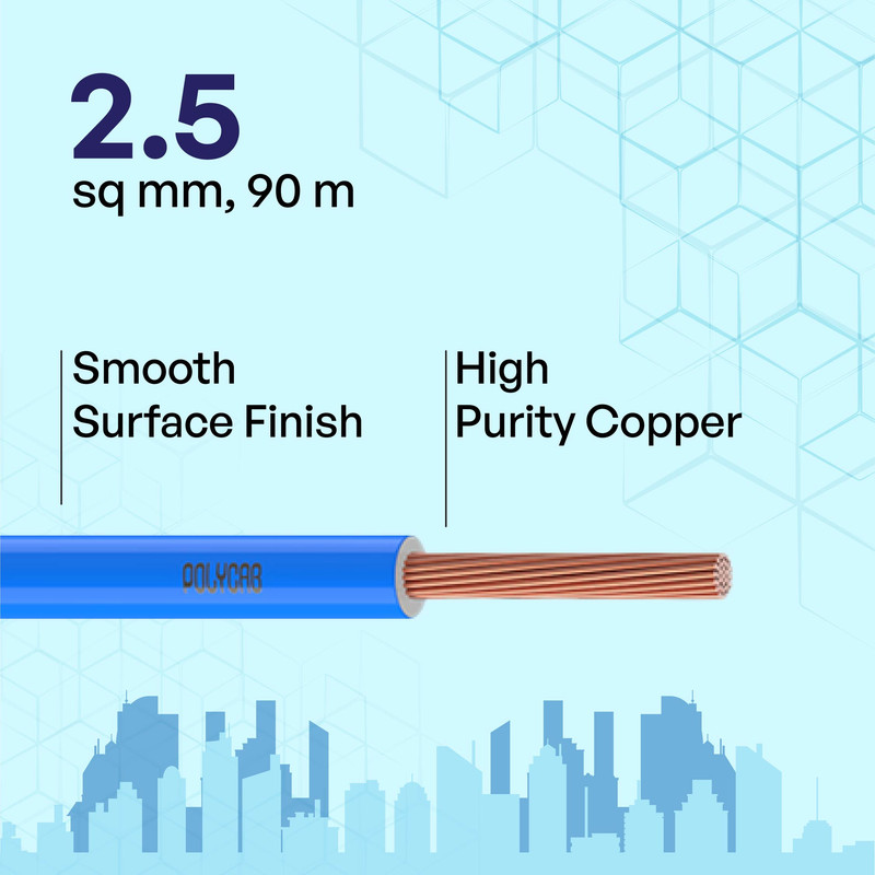 Polycab 2.5 sqmm Optima+ FRLF Electric Wire Blue 90 m_1