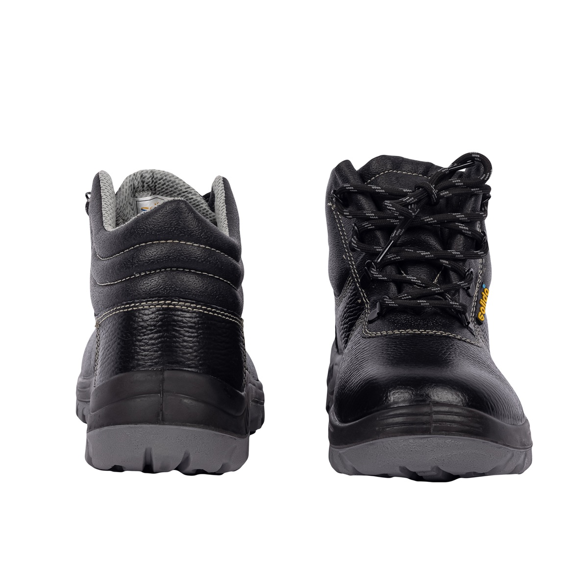 L&T SuFin Brand - Solido Essentials High Ankle SY02 Barton Print Full Grain Steel Toe Safety Shoes Black_1
