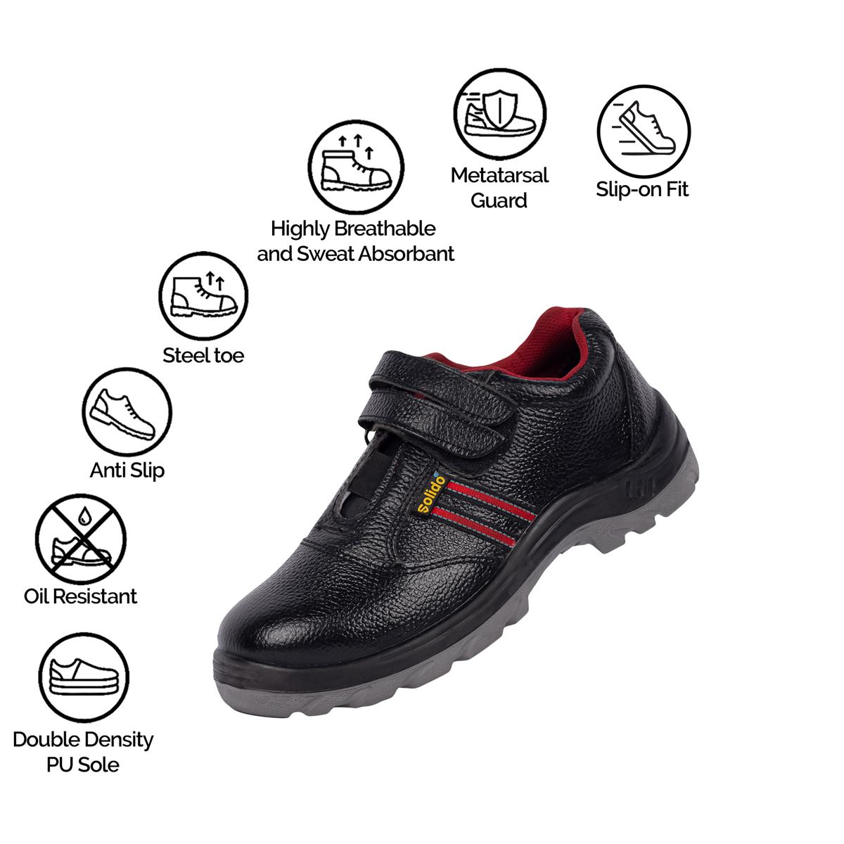 L&T SuFin Brand - Solido Veera SY08 Split Barton Print Steel Toe Safety Shoes Black_2