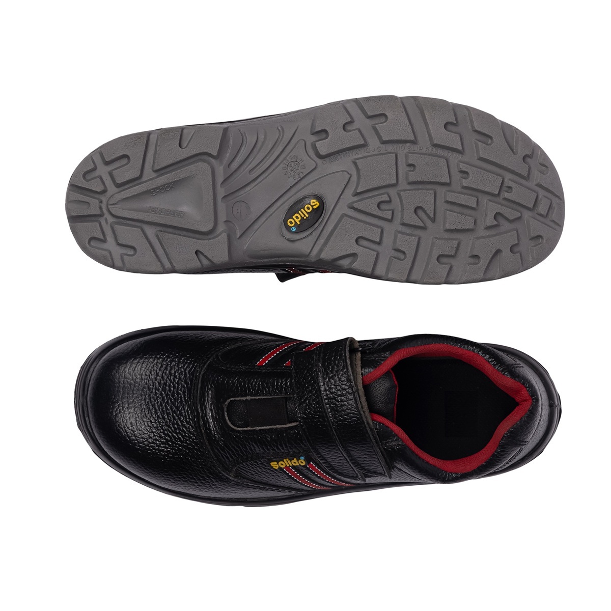 L&T SuFin Brand - Solido Veera SY08 Split Barton Print Steel Toe Safety Shoes Black_3