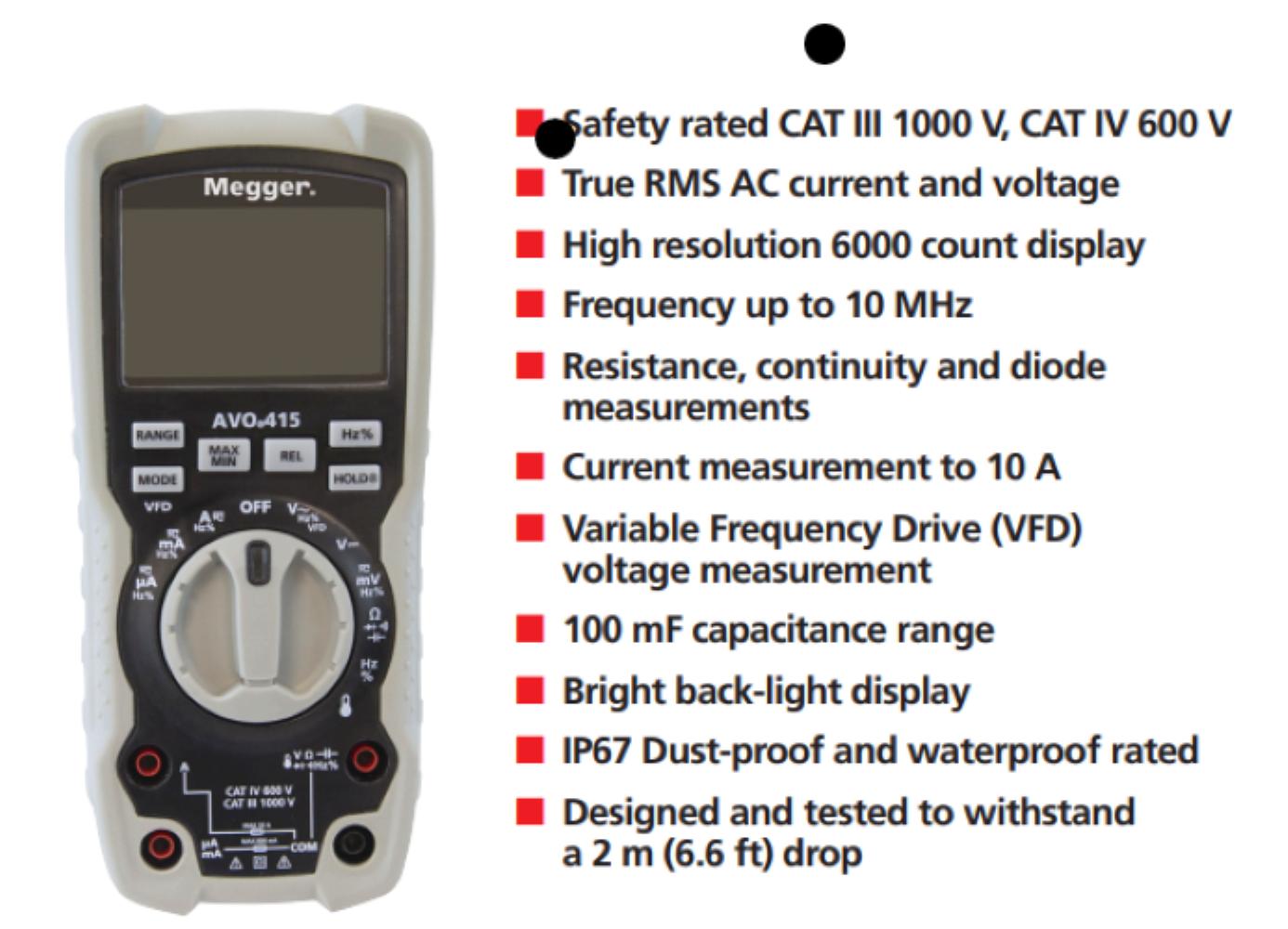 Megger AVO 415 Multimeter 6000 Counts, Backlit_3