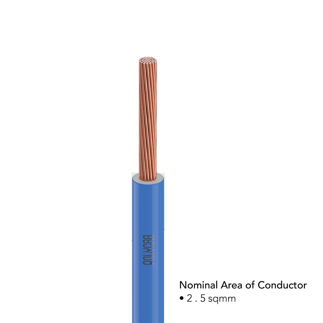 Polycab 2.5 sqmm FRLF Electric Wire Blue 90 m_2