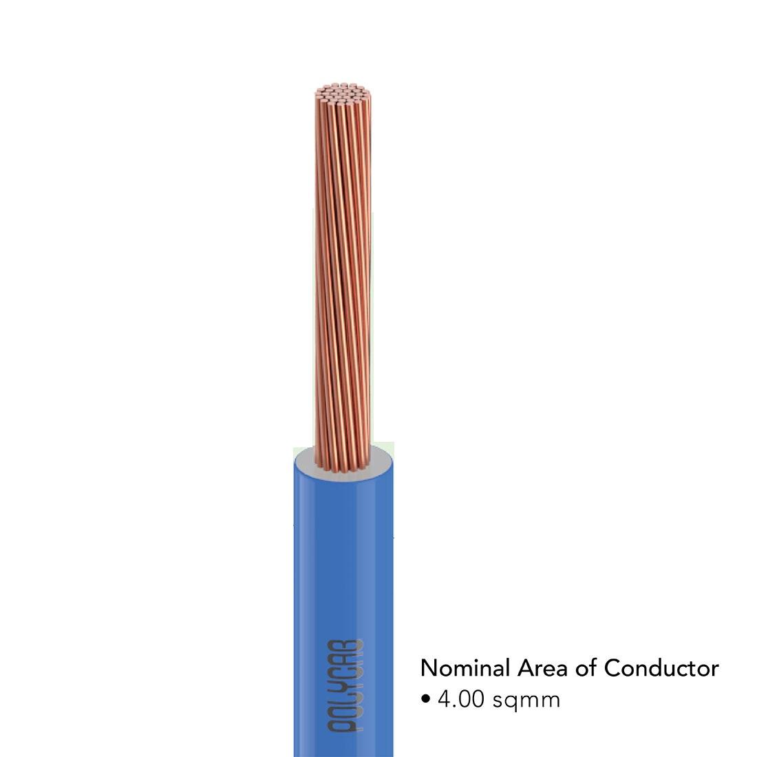Polycab 4 sqmm FRLF Electric Wire Blue 90 m_2