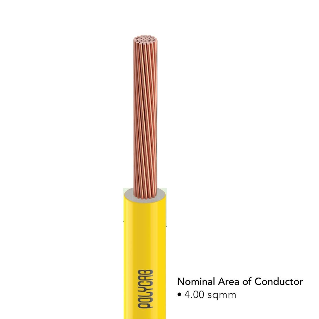 Polycab 4 sqmm FRLF Electric Wire Yellow 90 m_2