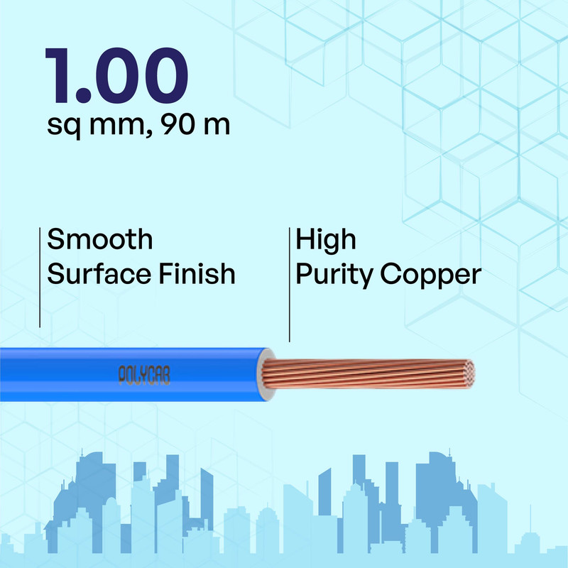Polycab 1 sqmm Optima+ FRLF Electric Wire Blue 90 m_1