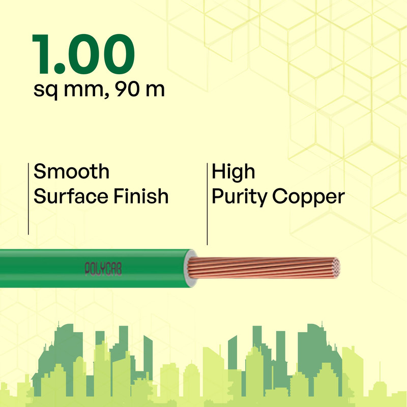 Polycab 1 sqmm Optima+ FRLF Electric Wire Green 90 m_1