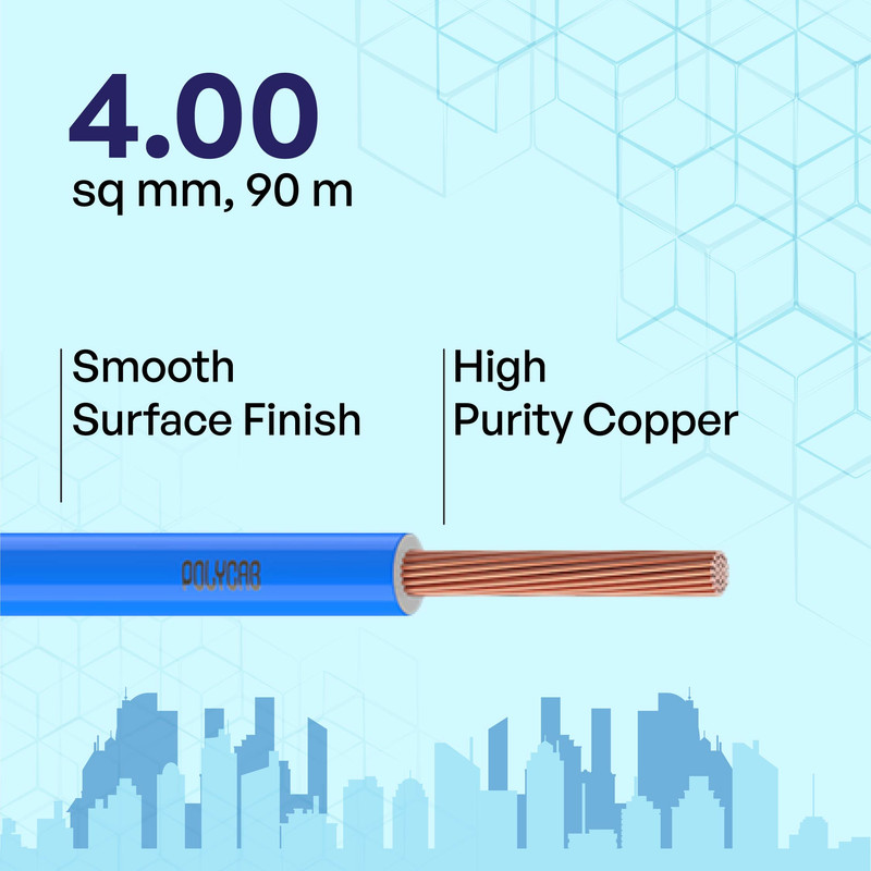 Polycab 4 sqmm Optima+ FRLF Electric Wire Blue 90 m_1