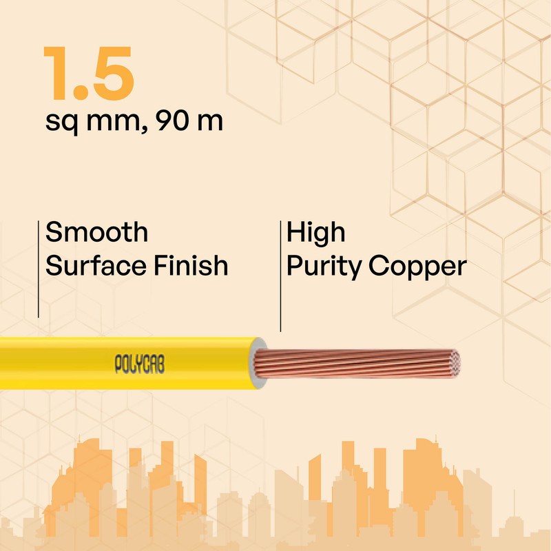Polycab 1.5 sqmm Optima+ FRLF Electric Wire Yellow 90 m_1