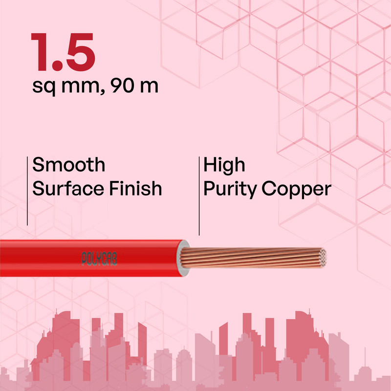 Polycab 1.5 sqmm Optim FRLF Electric Wire Red 90 m_1