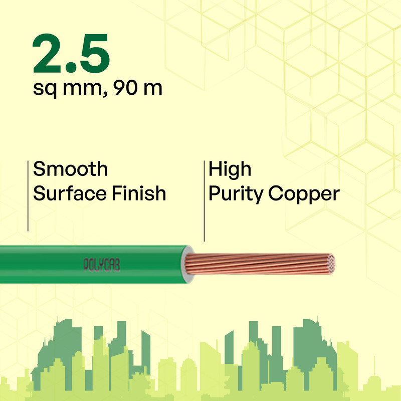 Polycab 2.5 sqmm Optima+ FRLF Electric Wire Green 90 m_1