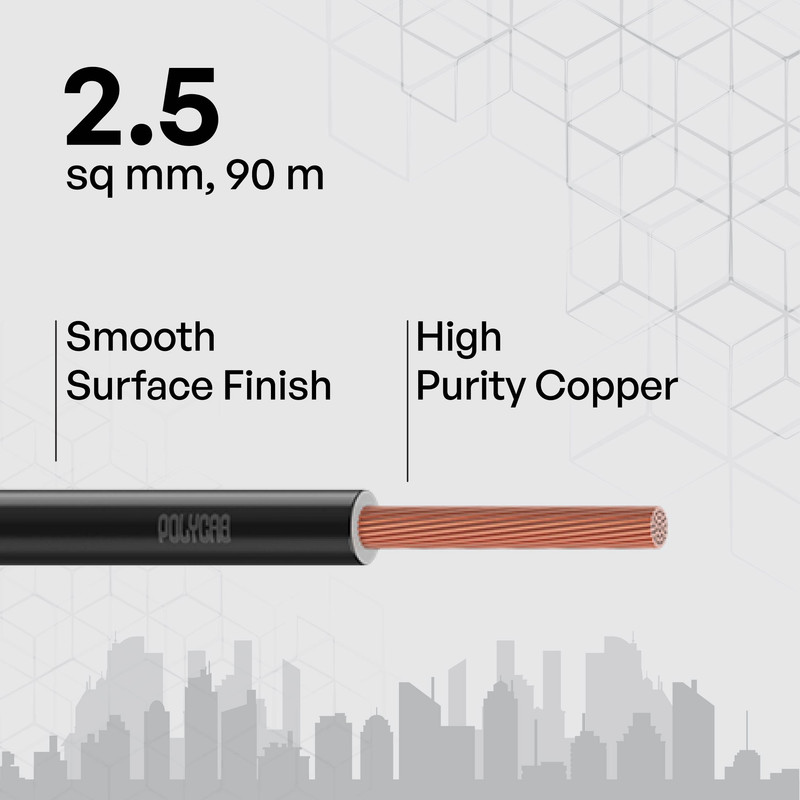 Polycab 2.5 sqmm Optima+ FRLF Electric Wire Black 90 m_1