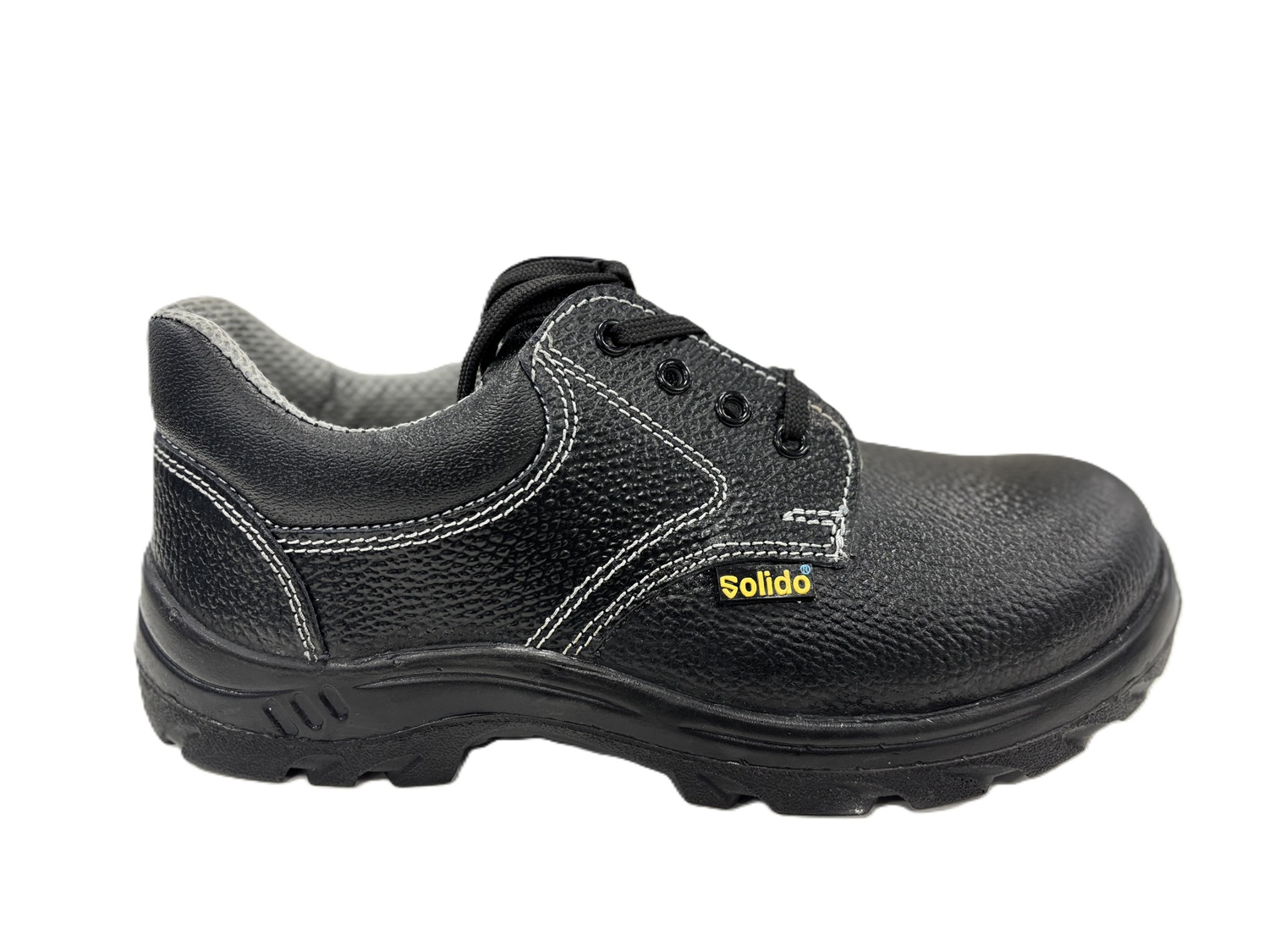 L&T SuFin Brand - Solido Base Genuine Leather Barton Print Steel Toe Safety Shoes Black_2