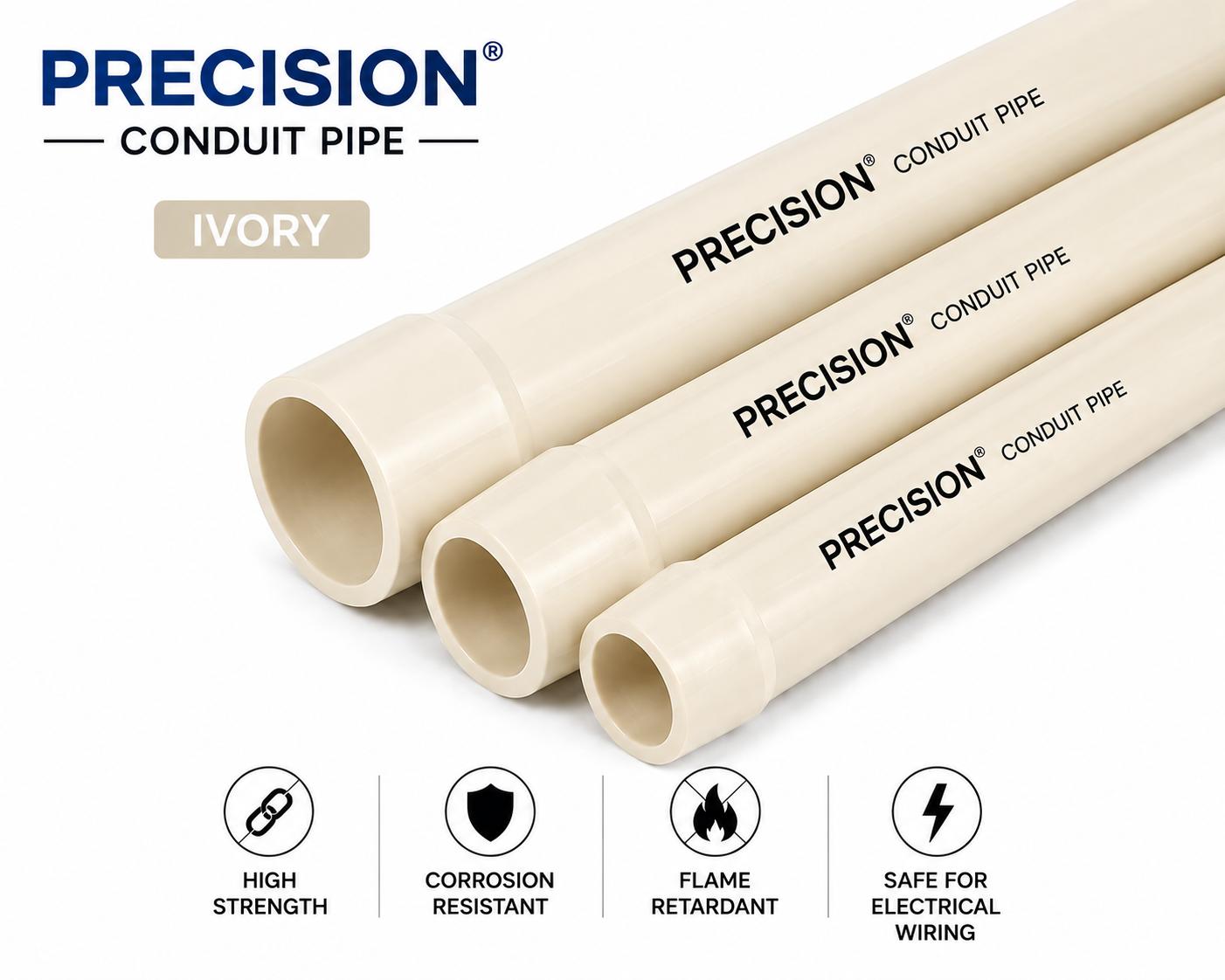 Precision PVC Rigid Socket End Electrical Conduit MMS 32 mm Ivory_1