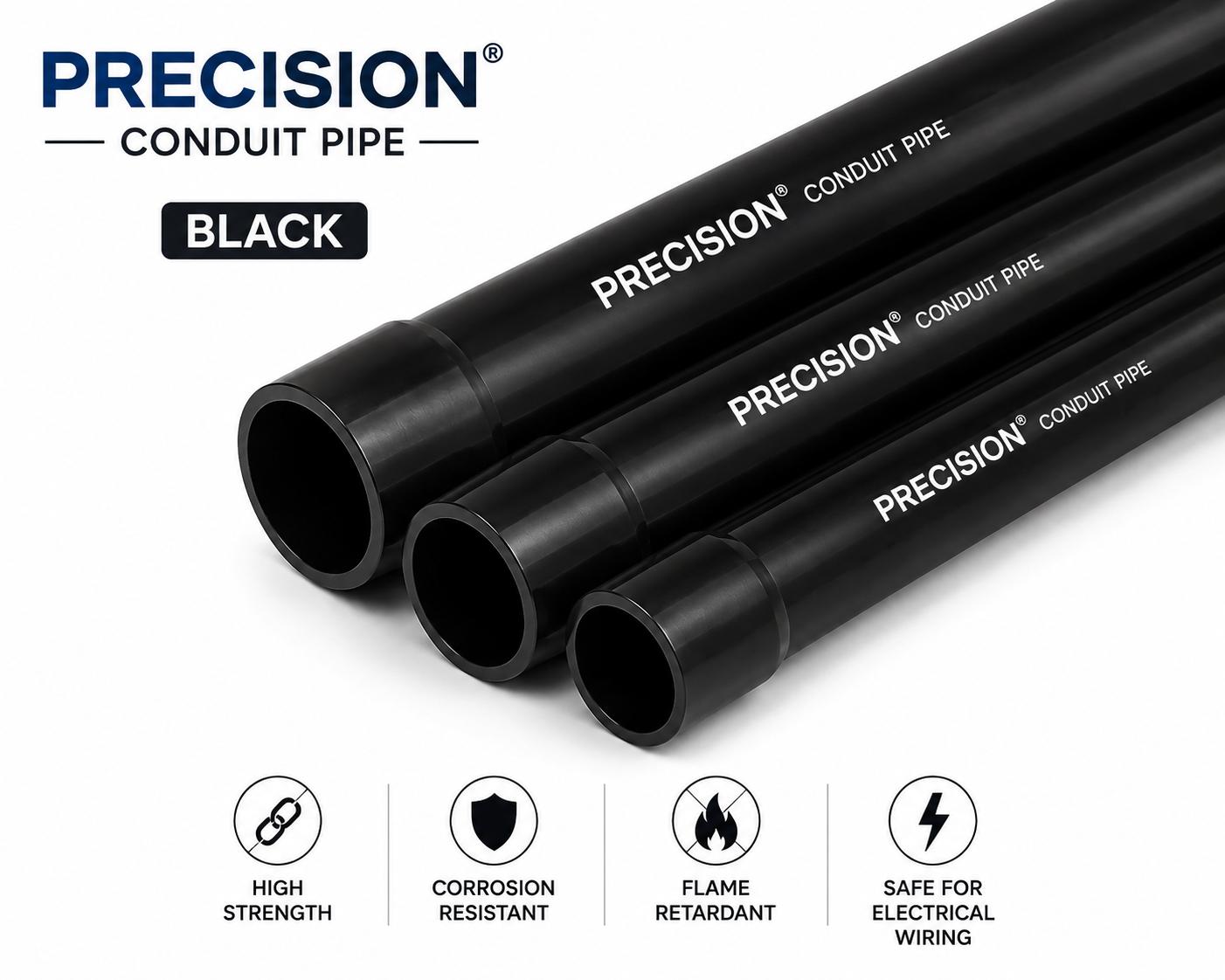 Precision PVC Rigid Socket End Electrical Conduit MMS 32 mm Black_1