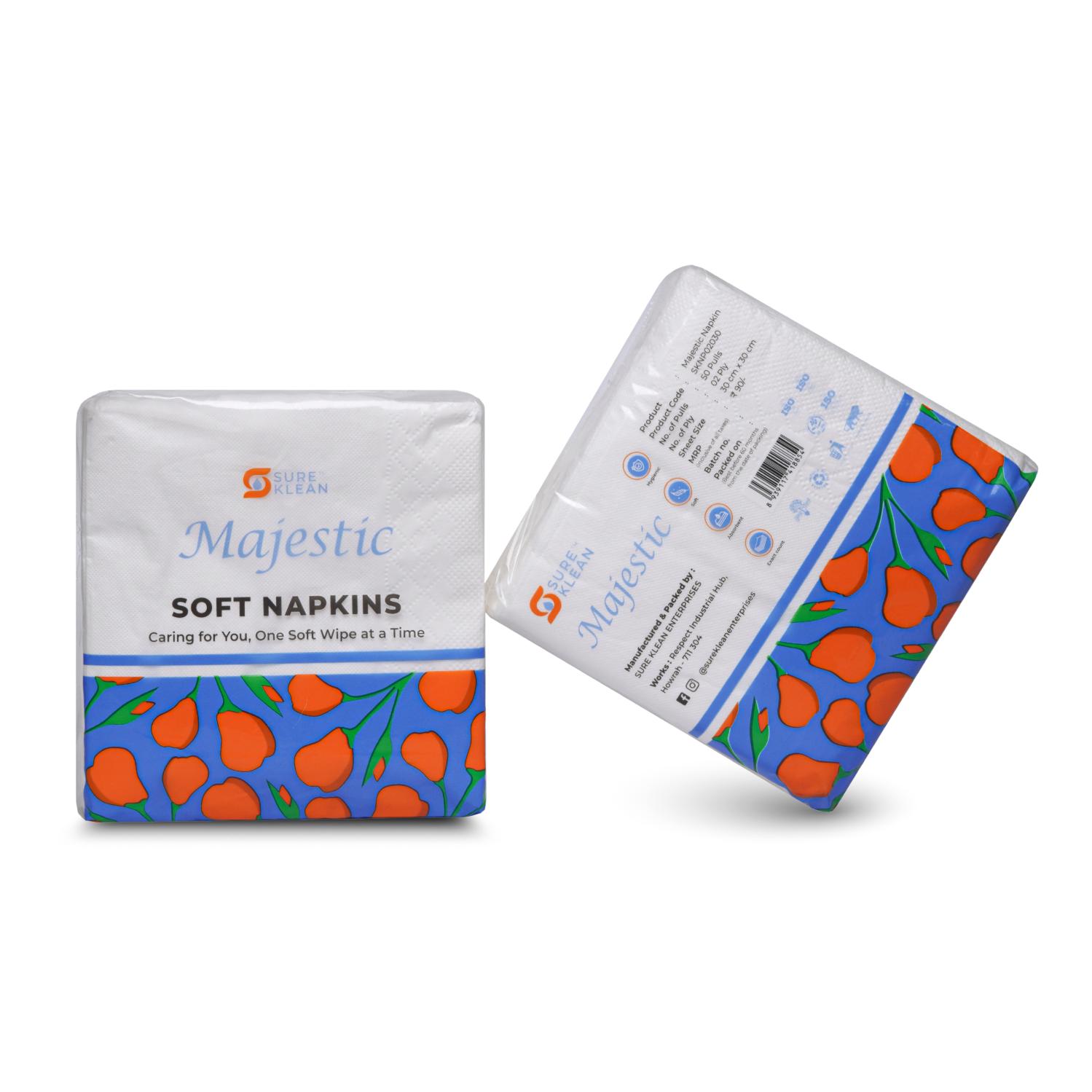 Majestic Serviette Tissue Paper Pack Plain 30 x 30 cm White_1