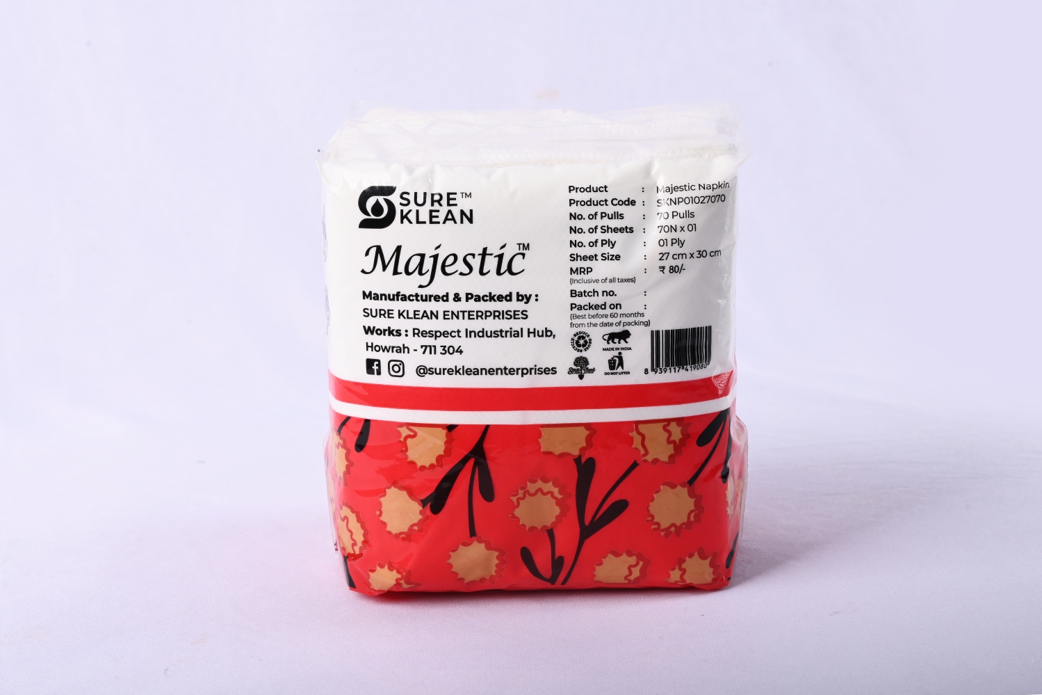 Majestic Serviette Tissue Paper Pack Plain 27 x 30 cm White_4