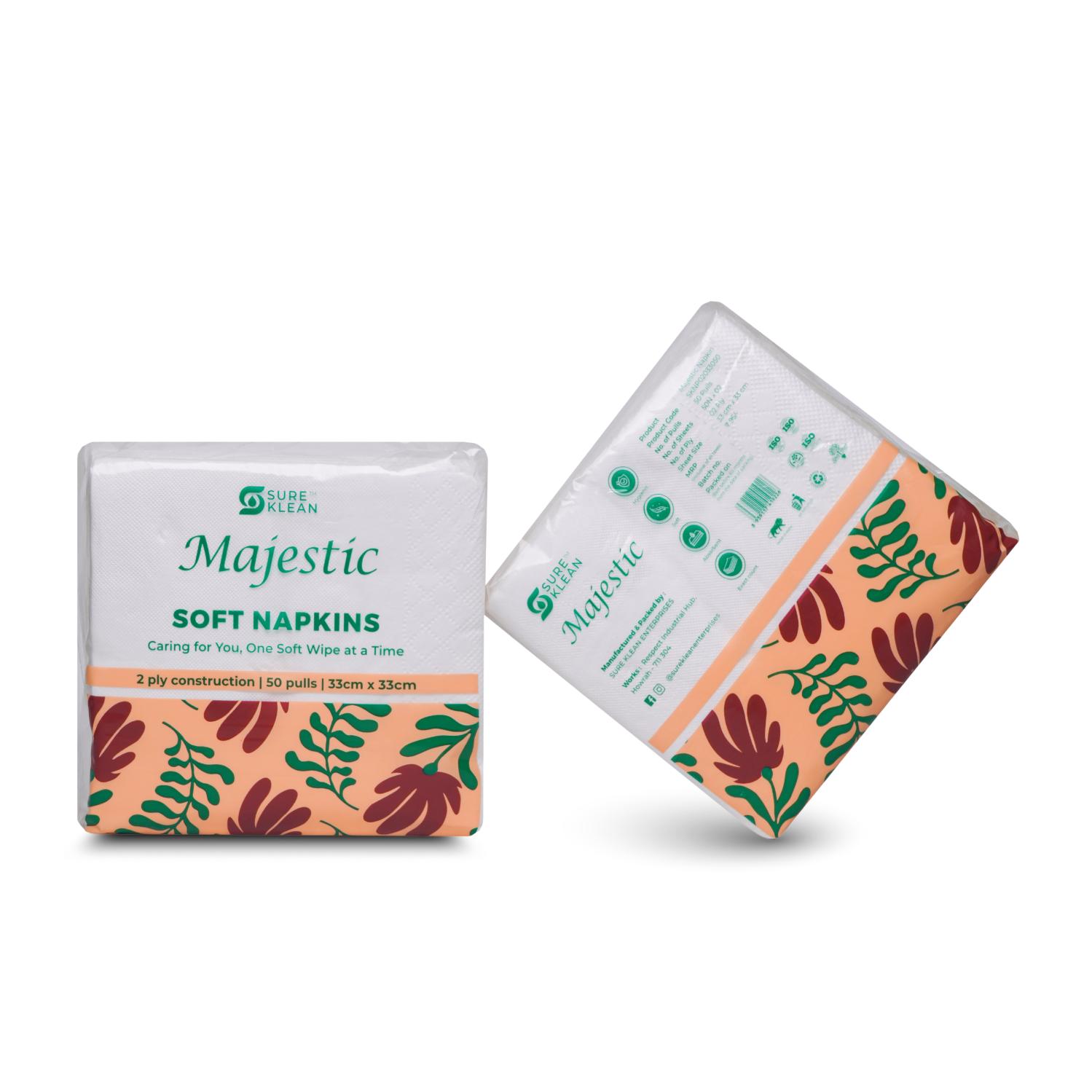 Majestic Serviette Tissue Paper Pack Plain 33 x 33 cm White_1