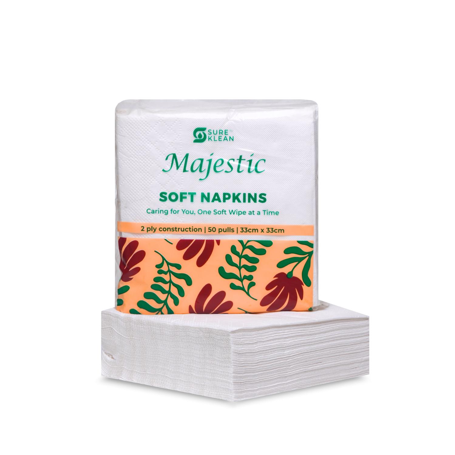 Majestic Serviette Tissue Paper Pack Plain 33 x 33 cm White_2