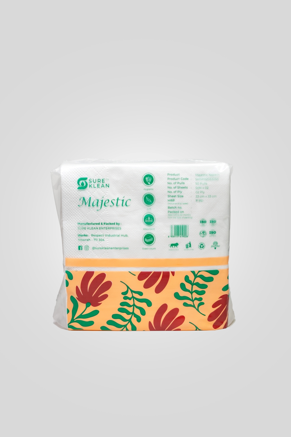 Majestic Serviette Tissue Paper Pack Plain 33 x 33 cm White_3
