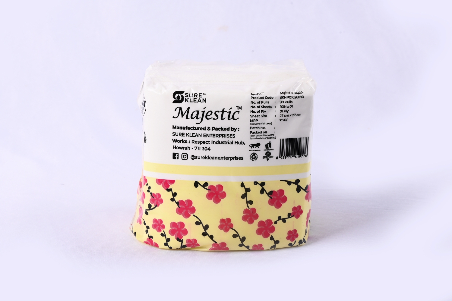 Majestic Serviette Tissue Paper Pack Plain 27 x 27 cm White_4
