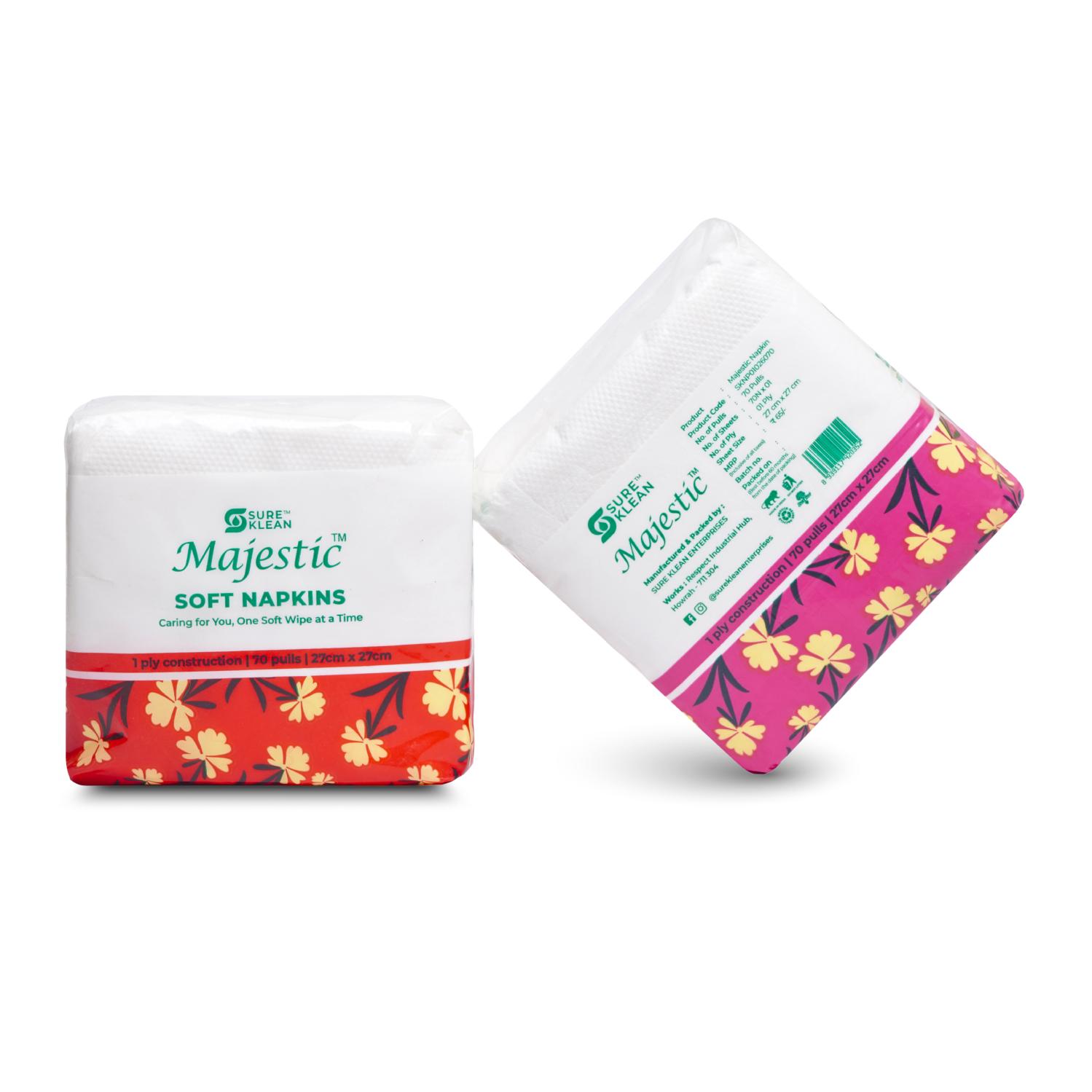 Majestic Serviette Tissue Paper Pack Plain 27 x 27 cm White_1