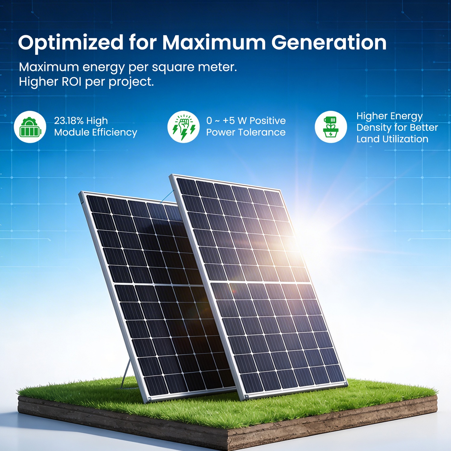 Avaada Electro AND720WGB18BBG12 720 W N type Bifacial Topcon Solar Panel_2