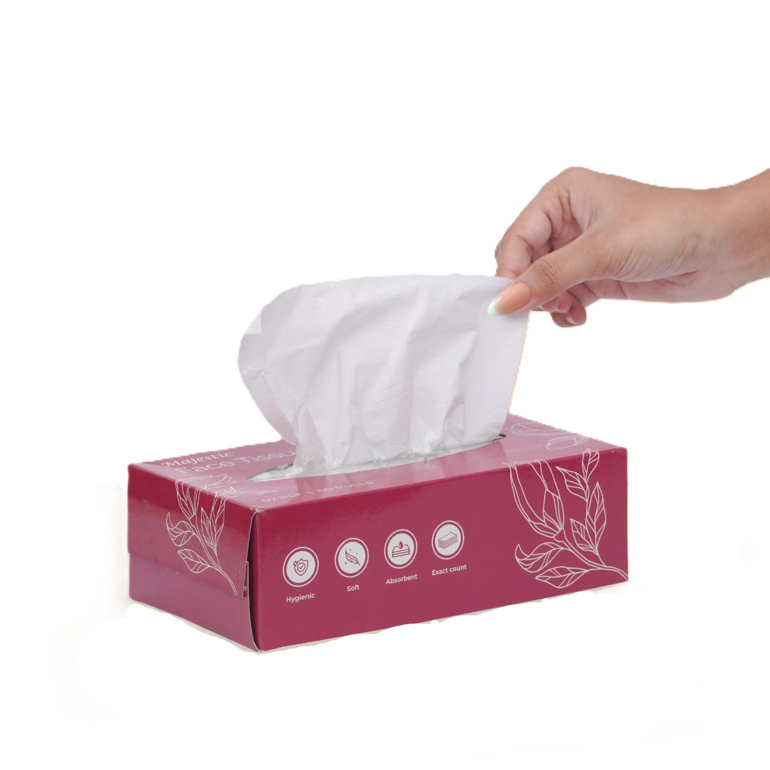 Majestic Facial Tissue Paper Box Plain 18 x 18 cm White_1