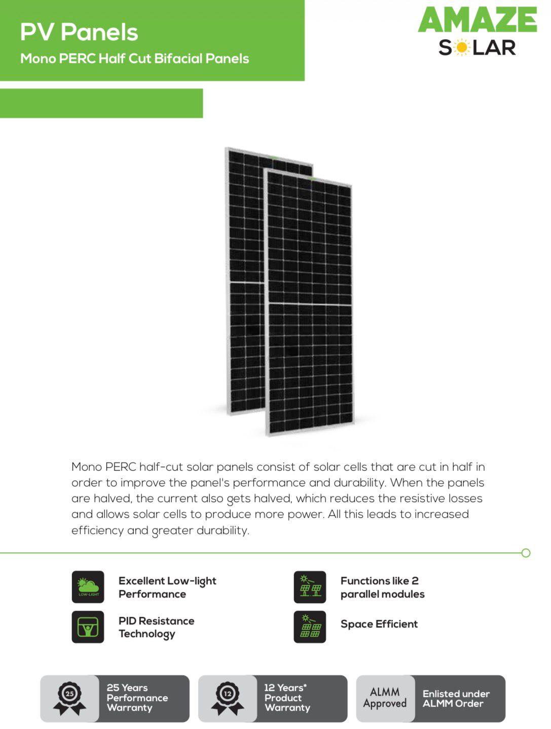 AMAZE 550 W Mono PERC Half Cut Bifacial Solar Panel_1