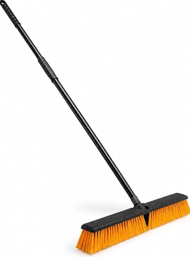 Nylon Floor Cleaning Brush Metallic Handle Yellow_1