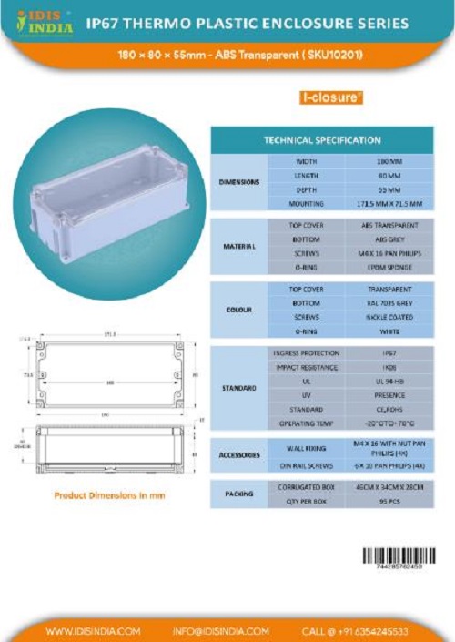 ABS Enclosure Boxes 180 x 80 x 55 mm_3