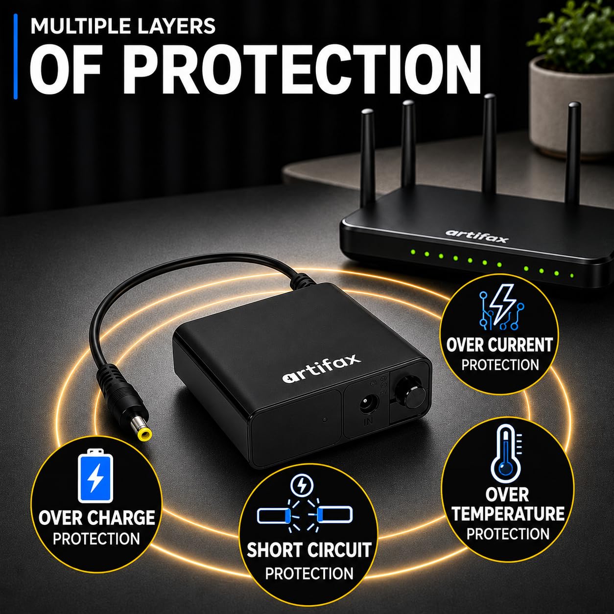 Artifax 12 V 2600 mAh DC Mini UPS UPS Battery_4