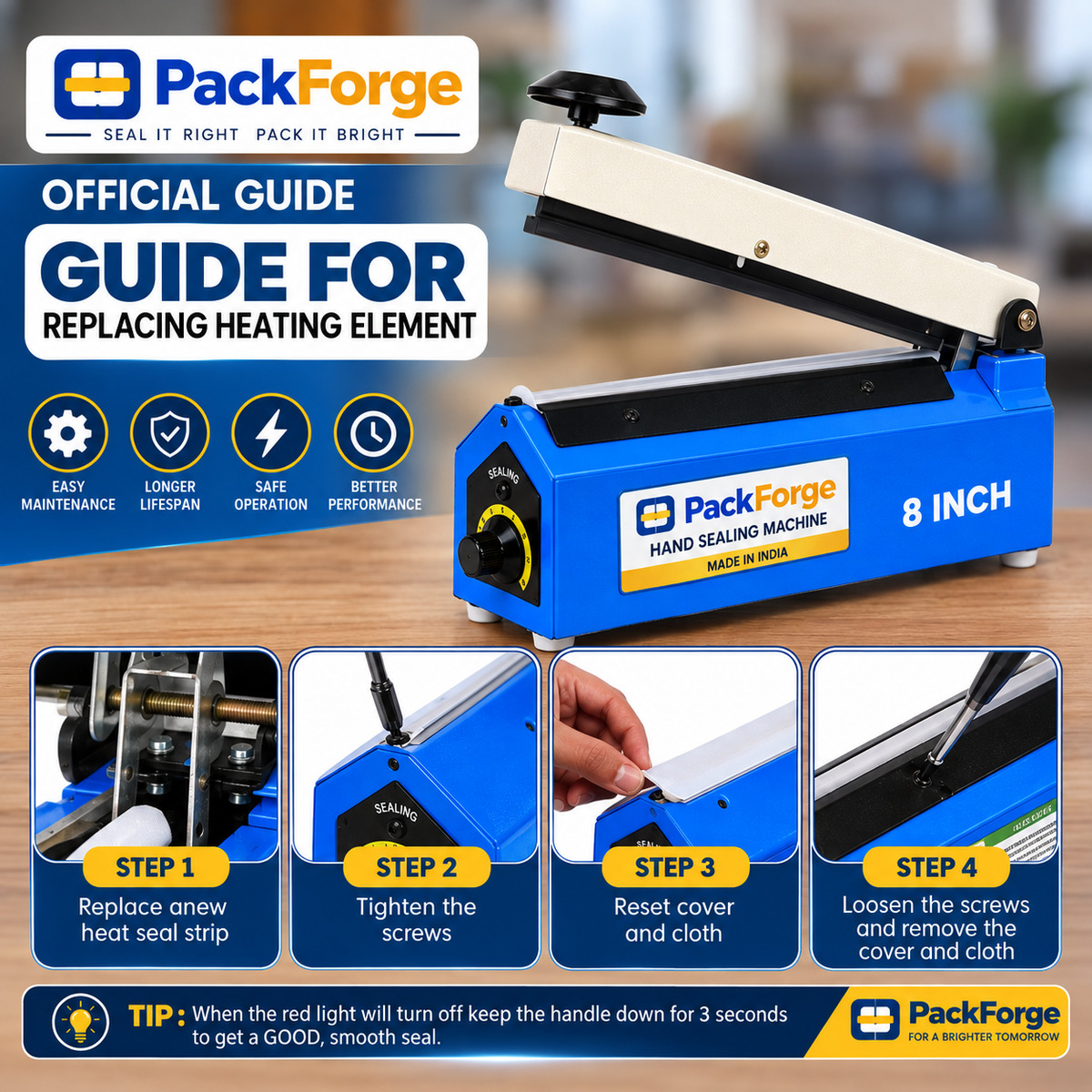 PackForge Solid Pouch Sealing Machine 40 packet/min Steel Electric 300 W_4