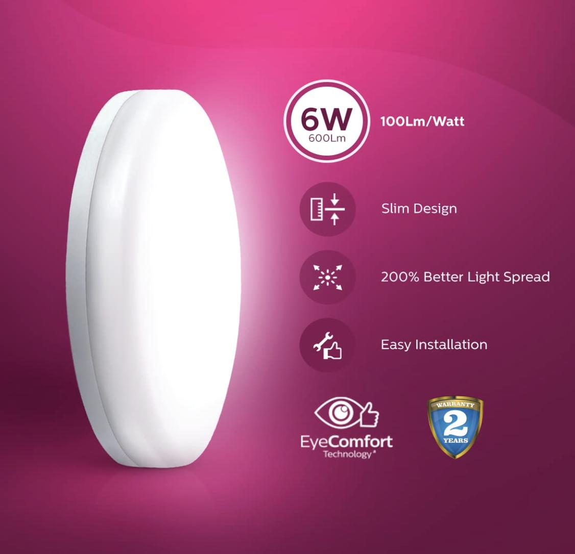 PHILIPS 6 W Round Warm White 29 x 102 x 102 mm LED Panel Lights Surface Mounted_1