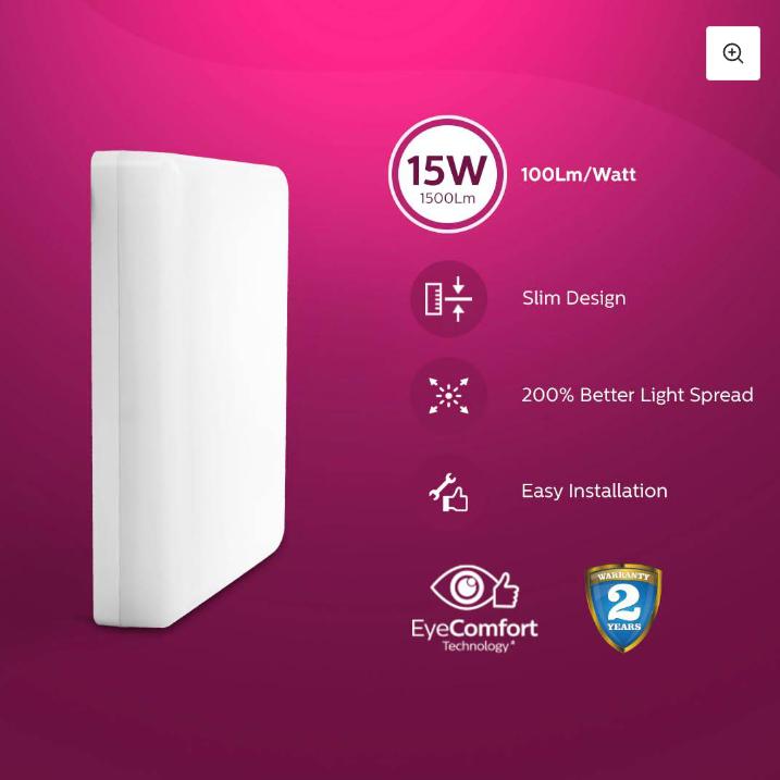 PHILIPS 15 W Square Warm White 29 x 145 x 145 mm LED Panel Lights Surface Mounted_1