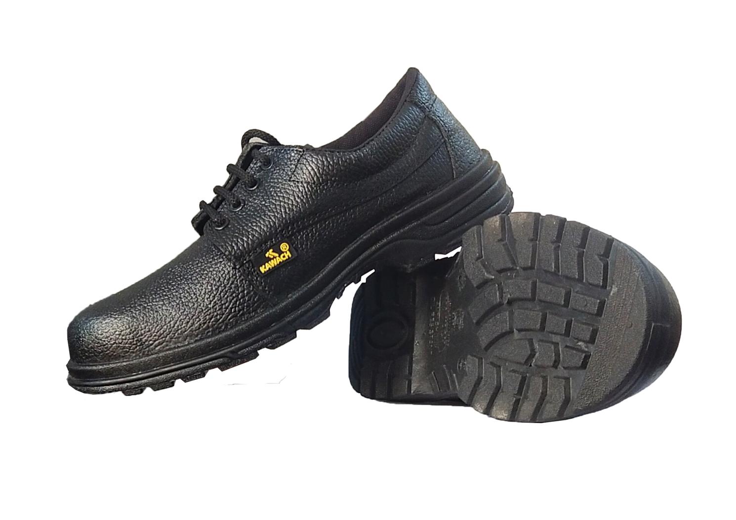 Kawach FORCE Real Leather Metal Toe Safety Shoes Black_1