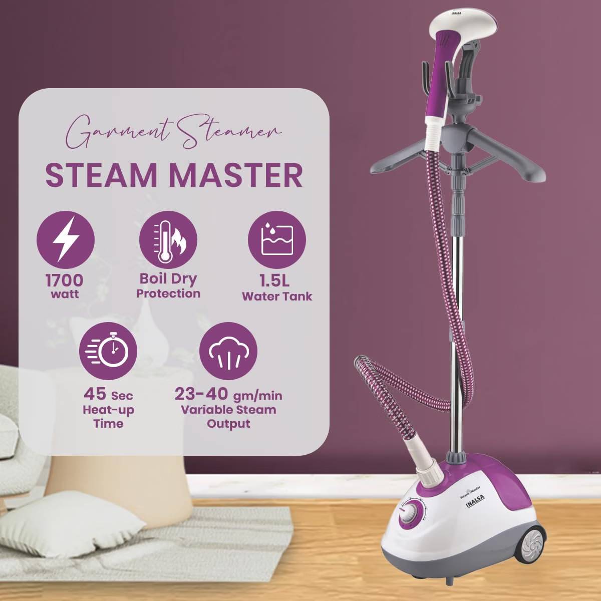 INALSA CE_IL_SteamMaster 1700 W Standing Steamer Iron_1