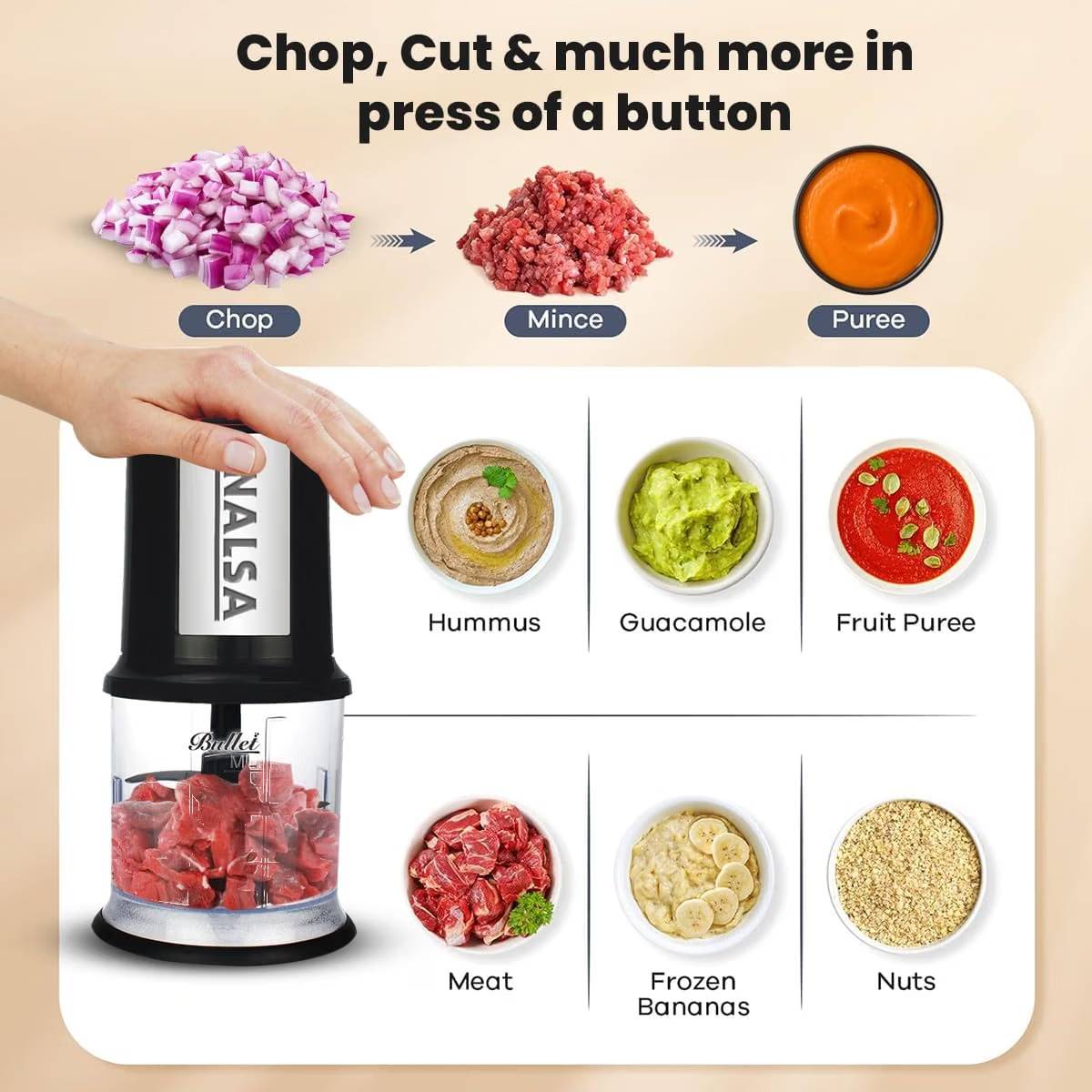 INALSA 2 Blades 0.5 L Electric Vegetable Chopper_2