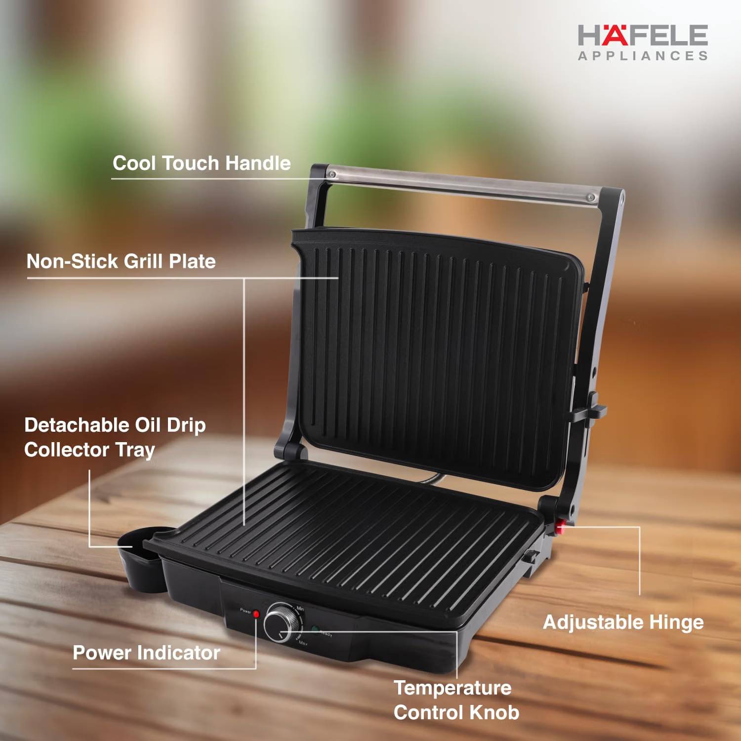 Hafele Black 2 Slices Grill Electrical Sandwich Maker_4