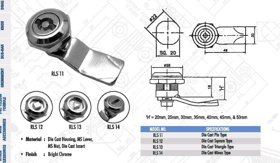 Alpine Lock Panel Handle Lock Zinc Alloy Die Cast 134 mm_1